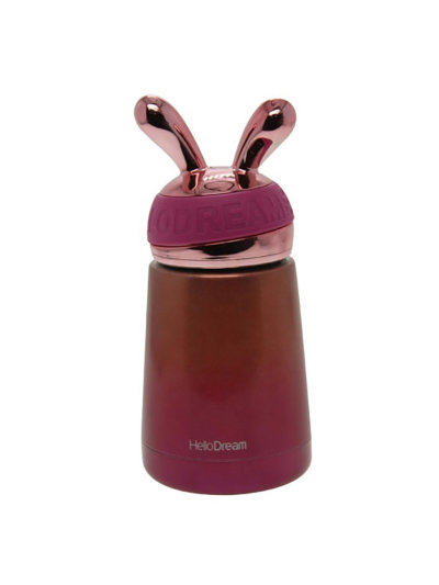 Маленький ударопрочный термос кролик 300мл (розовый)