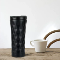 Кофейная кружка из нержавеющей стали с крышкой для кофе 500мл, черный